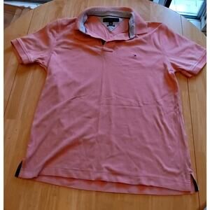 Tommy Hilfiger Custom Fit Short Sleeve Polo Shirt Mens Size L Salmon Pink